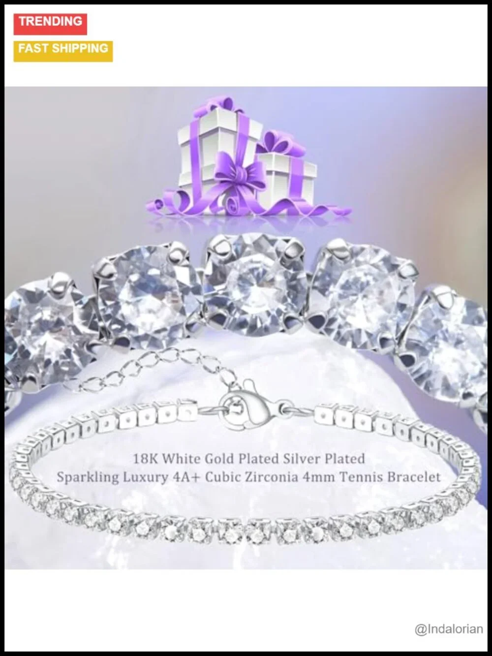 4 Leaf Clover Stacked Bracelet Set 18K White Gold Plated Cubic Zirconia Mother